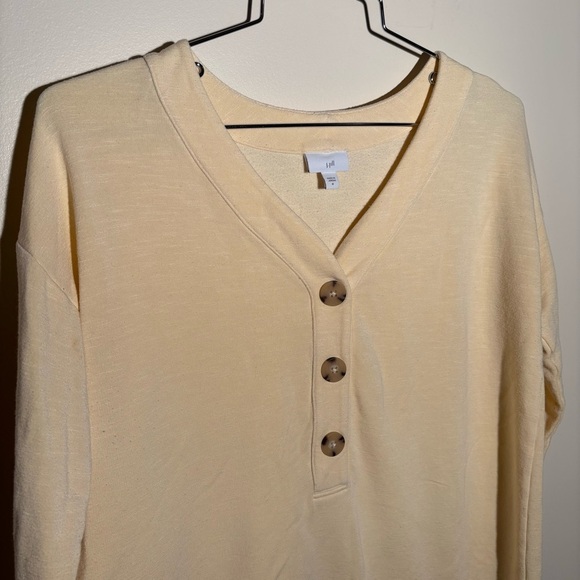 J. Jill Light Yellow Buttoned Sweatshirt Top - Picture 3 of 8